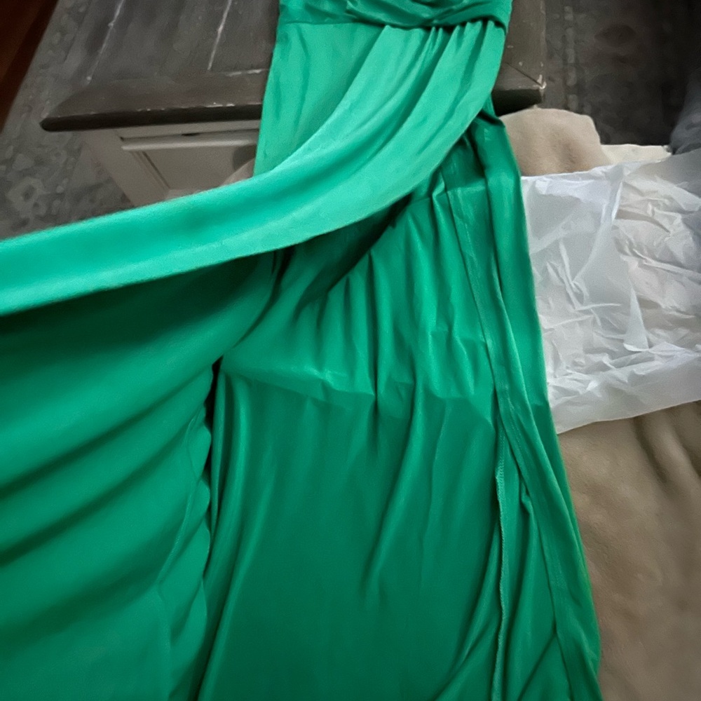 Kelly Green Long Maxi Dress L wedding party vacation cruise spring bodycon - Picture 6 of 6